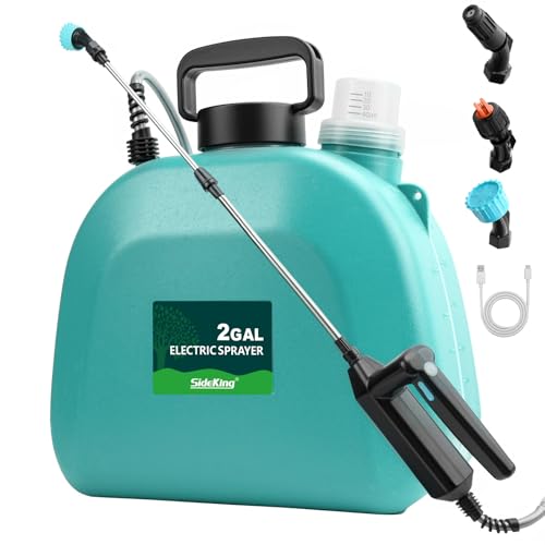 SideKing Battery Powered Sprayer 2 Gallon, 7.4V Powful Electric Pump Sprayer in Lawn and Garden with 32'' Wand, Backpack Weed Sprayer for Yard, Fertilizer