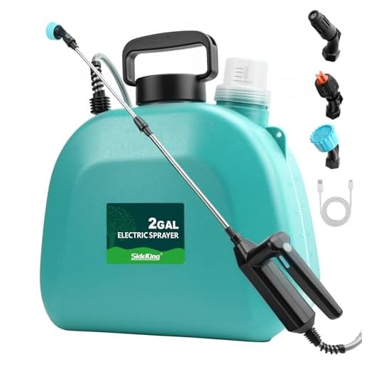 SideKing Battery Powered Sprayer 2 Gallon, Upgrade Powerful Electric Sprayer with 3 Mist Nozzles, Retractable Wand, Rechargeable Handle, Garden Sprayer with Adjustable Shoulder Strap for Lawn & Garden