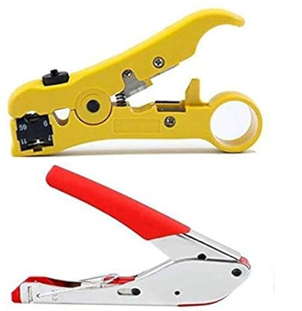 Inditrust rg6-stripper-tool 2pc Combo Compression Tool & Stripping Tool for Wire Cables Manual Crimper