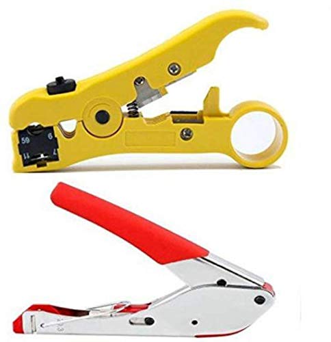 Inditrust rg6-stripper-tool 2pc Combo Compression Tool & Stripping Tool for Wire Cables Manual Crimper