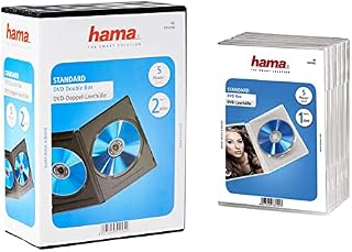 Hama 51294 Standard DVD Double Jewel Case, pack of 5 - Black & 83895 DVD Jewel Case, pack of 5 - White/Transparent