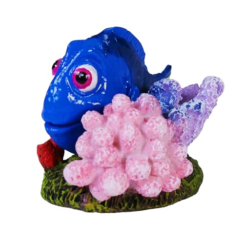 Image of Penn-Plax - Officially Licensed Disney's Finding NEMO Aquarium Ornament - Dory with Pink & Purple Coral - Mini Sized 1.6 inch Tall