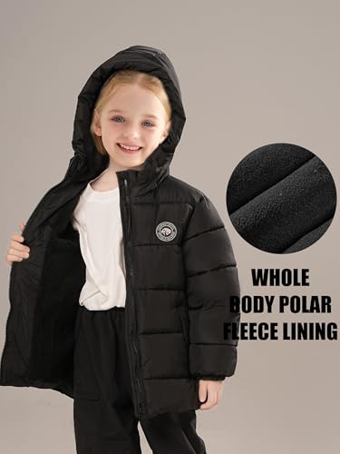 maoo garden Little Girls Winter Jacket 4-7 Years Toddler Puffer Fleece Lined Lightweight Water-Resistant Coat4