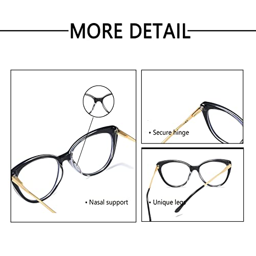 Image of LJCZKA Cat Eye Blue Light Blocking Glasses Anti Eye Strain Computer Glasses Women Fashion Clear Frame Eyeglasses