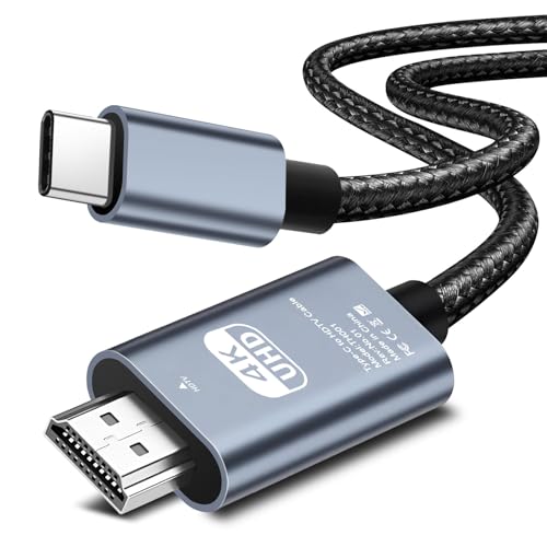 Quevati USB C auf HDTV Kabel 4K@30Hz 2M,USB Type C zu HDTV UHD Kabel Geflochten Thunderbolt 3/4 Adapter Kompatibel f&uuml;r Phone 16/15 Pro Max,Tabletten, Notizbuch