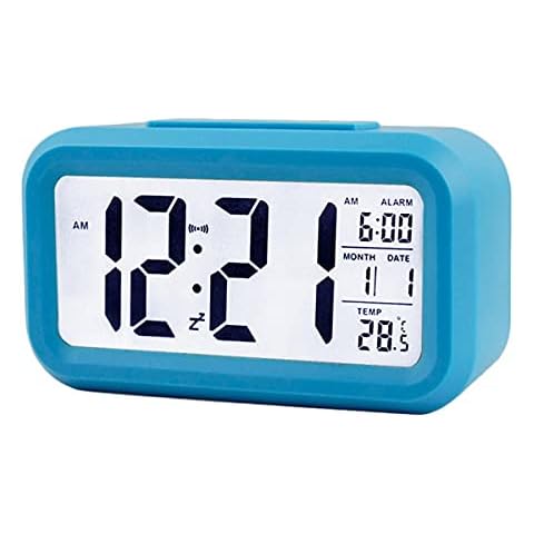 TXY LED Digital Alarm Clock Backlight Snooze Mute Calendar Desktop Electronic Bcaklight Table Clocks Desktop Clock (Blue) Cover