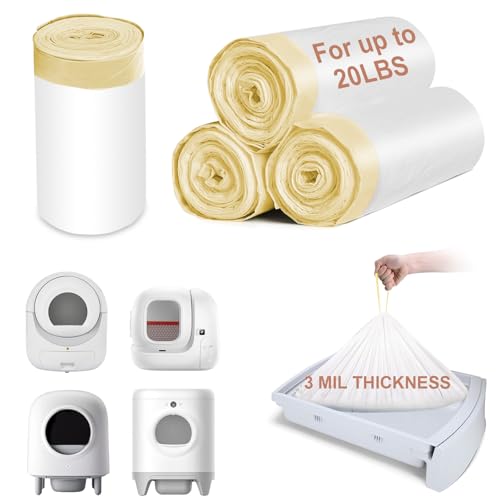 ELEGX 80 sacos para caixa de areia, 3 MIL extragrossos para serviço pesado, saco de lixo robô de lim