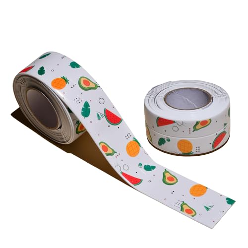 Image of Caulk Tape, Caulk Sealing Strip Tape for Bath and Kitchen 2 Rolls PVC Self Adhesive Waterproof Covering Caulk Strips Seal The Edges of a Bathtub or Sink (5)