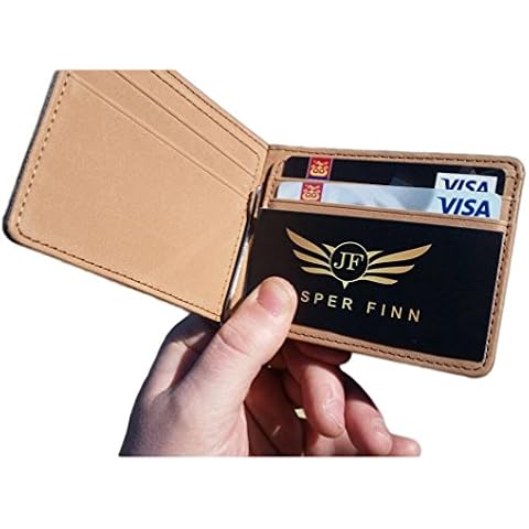 Jasper Finn Mens Wallet Black Slim Fold Leather With Money Clip Card ID Holder Credit Skinny Cover