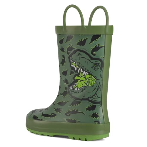 Image of mysoft Kids Rain Boots for Girls Boys Toddler Waterproof Rubber Cute Printed with Easy-On Handles