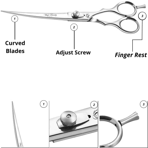 wishbeauty 8' inches Pet Grooming Shears, Dog Grooming Scissor, Silver, 8'' - Image 3