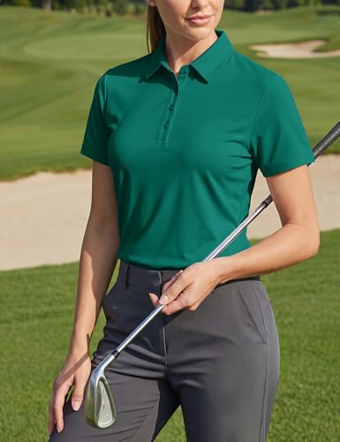 Image of TACVASEN Women's Golf Polo Shirts Short Sleeve UPF 50+ Sun Protection Golf Shirts for Women Quick Dry Collared Polos