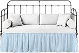 Dust Ruffle Bed Skirts for Day beds - Split Corners, Ruffled Bed Skirt Platform Base Three Side Coverage - Microfiber Bed Sofa Daybed Skirt for Living Room - Twin- 14” Drop (Light Blue)