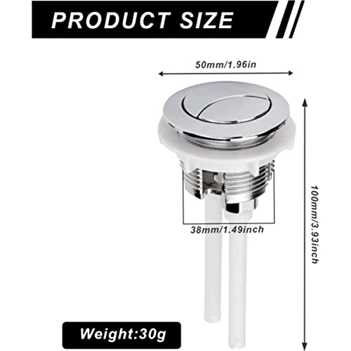 Toilet Flush Button Replacement,2 Pcs Toilet Flush Buttons 38mm Universal Round Dual Push Toilet Flush Button Toilettendruckknopfstangen Toilet Water Tank Push Botton for Toilet Water Tank Repair - Image 2