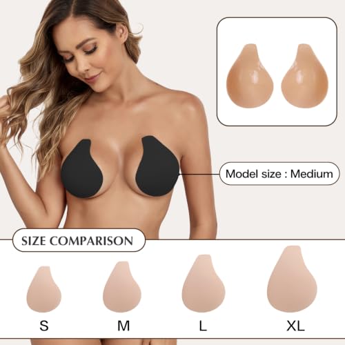 Image of Bontierie Nipple Covers Sticky Push up Bra Added Lift Seamless Ultra-Thin Pasties Women Adhesive Bras