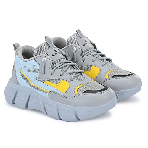 Image of ROWLANS Women's Synthetic Leather Stylish /Comfortable /Running /Gym Lace-Ups Sports Shoes