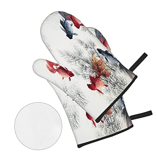 Wale & Fische Ofenhandschuhe Set - Hitzebeständige Kochhandschuhe