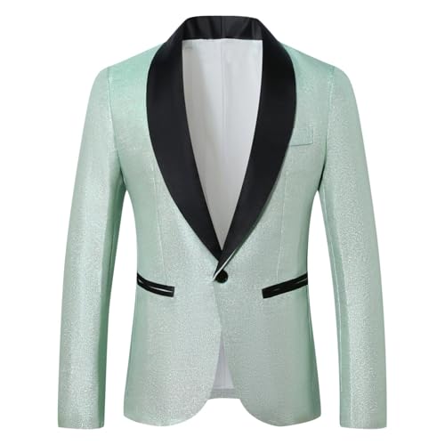 Men's Suit Jacket Fashion Glitte Slim Fit Shawl Collar Business Casual Blazer Tops Wedding Party Blazer Clubwear