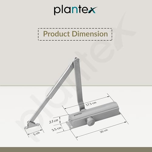 Plantex Heavy Duty Door Closer/Automatic Door Closer for Wooden Door/55 Kg Hydraulic Door Closer for Home/Office/Hotel/Wide 180 Degree Opening (ISO 9001 Certified) - Silver