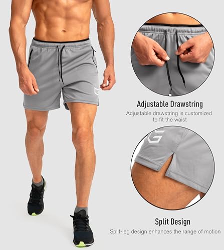 Image of G Gradual Men's Gym Workout Shorts Zipper Pockets 5 inch / 7 inch Quick Dry Breathable Runing Athletic Short for Men