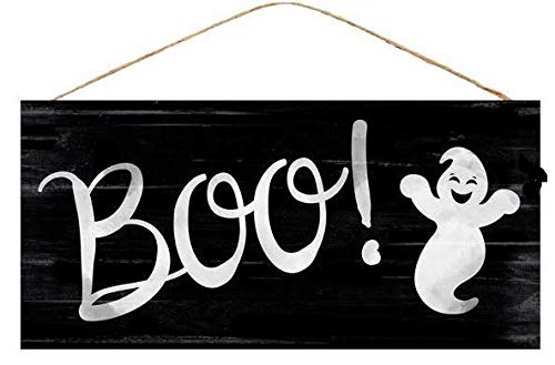 Craig Bachman12" Halloween Wood Sign Black or Orange Wooden Sign (Black)