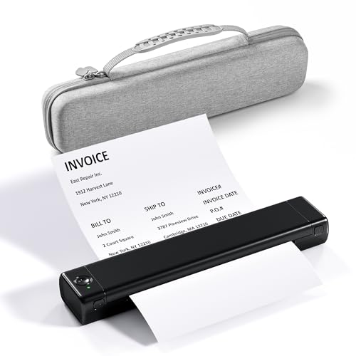 COLORWING Imprimante portable A4 et étui, support papier thermique, Bluetooth, pour voyage et...