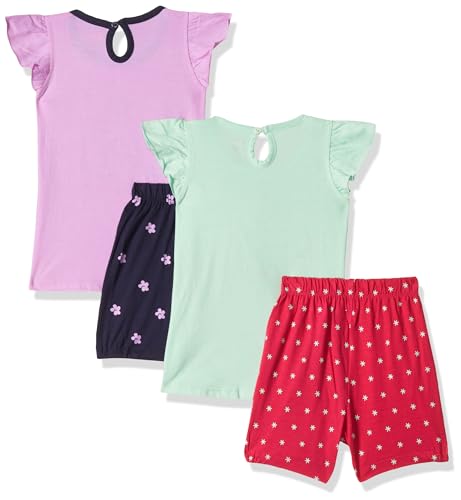 Image of LuvLap Baby Girls Regular Fit 100% Cotton Half Sleeves Girls Top CoSet Pack of 2