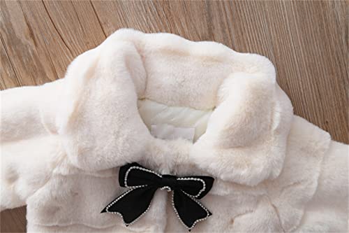 Fleece Bowknot Warm Jacket for Toddler Girls Solid Color Lapel Long Sleeve Thicken Plush Coat Baby Girls Cute Outwear3