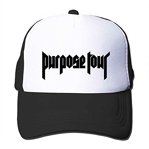 Feruch Custom Justin Bieber Purpose Tour Classical Logo Trucker Hat Orange Sun Hat Black