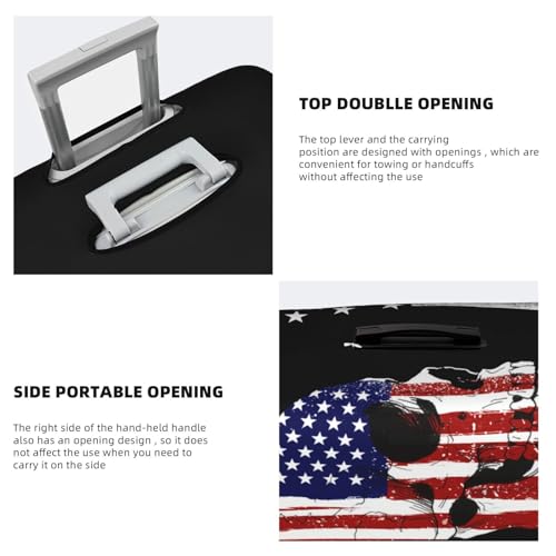 Travel Luggage Cover Vintage Skull America Flag Fashion Washable Baggage Suitcase Protector Fit For Luggage Large4