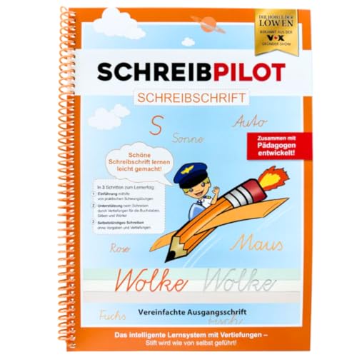 Schreibathlet: Caderno para aprender a escrever para proteger ABC com letras pré-gravadas para obter a escrita em letra de saída simplificada (VA), o tipo de escrita mais ensinada na Alemanha.