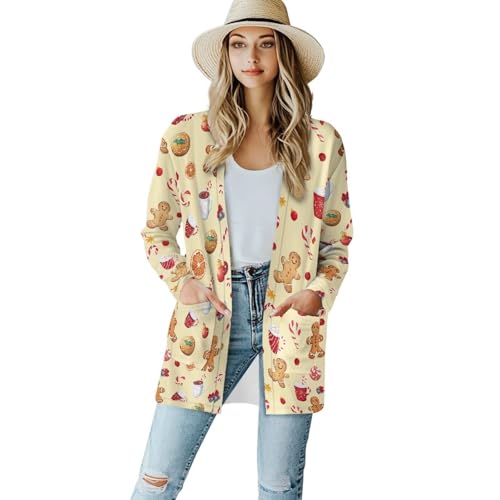 Image of Women's Open Front Cardigan Long Sleeve Loose Sweater Lightweight Soft Cardigan Jackets