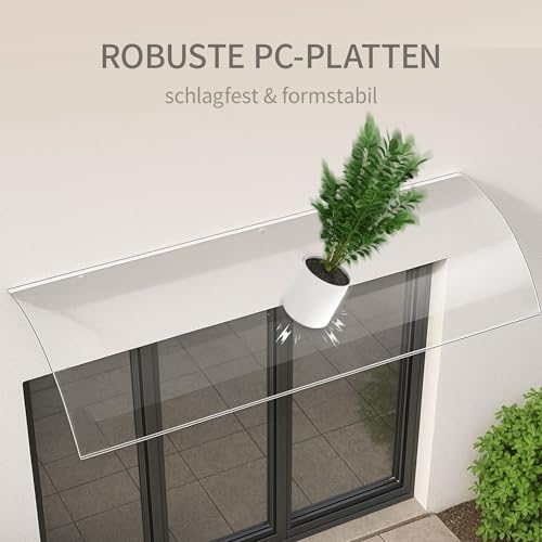 HaiYiZuhause Transparentes Vordach, Patio Tür Fenster Markise Baldachin, Polycarbonat Blatt transparente Markise für Haustür, Veranda Patio Dach (Transparent, 100 x 40cm)