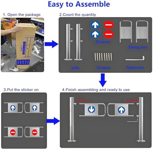 Safety Swing Gate - 90° Metal Barrier with Spring-Loaded Closure for Supermarkets, Libraries, & Stores - Durable 170x100cm Safety Solution for Secure Entrances & Child Protection
