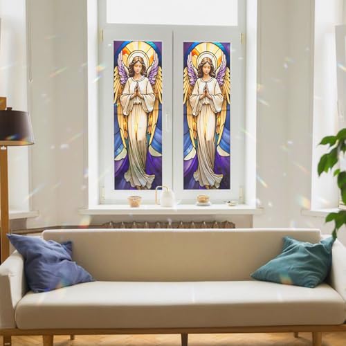 Película decorativa para ventana con diseño de vitrales y ángel miniatura 3