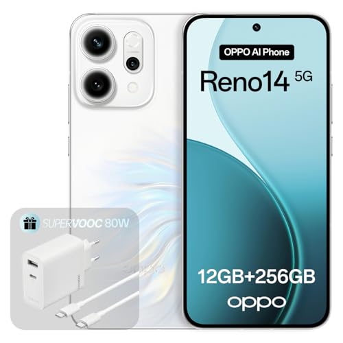 スマートフォン本体 OPPO Reno14 5G 256GB 12GB RAM OPPO Reno14 5G 12+256GB, Smartphone Android sbloccato AI, Display