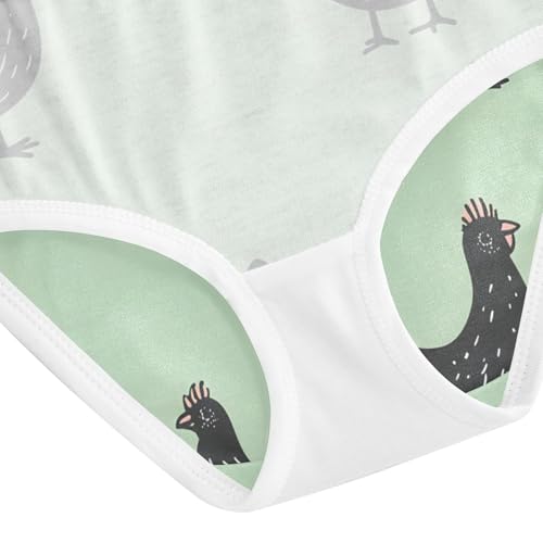 Toddler Panties, Cute Black Chicken Green Girls Cotton Underwear, 2T–8 Years4