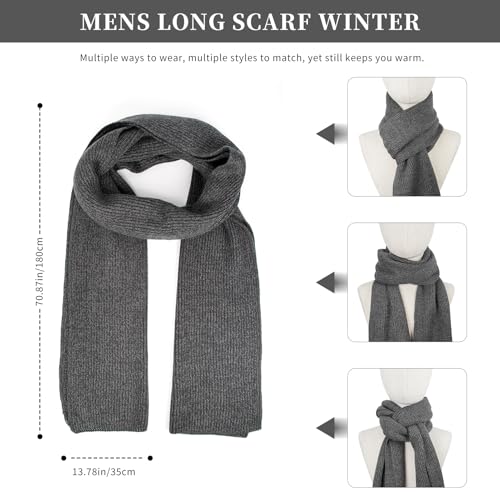 Winter Beanie Hats for Men Long Neck Scarf and Touchscreen Gloves Set with Fleece Lined Skull Caps Gifts for Men