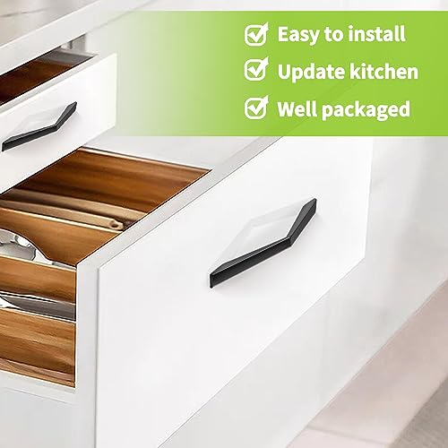 Niviy 10 Pack Black Kitchen Cupboard Handles, 96mm Kitchen Door Handles, Stainless Steel Furniture Cabinet Knobs Wardrobe Drawer Pulls - Image 3