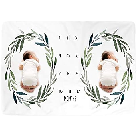Premium Fleece Twins Baby Monthly Milestone Baby Blanket for Girl Boy, Large Personalized Photography Background Blankets, Thick Fleece for Mom Newborn Cover