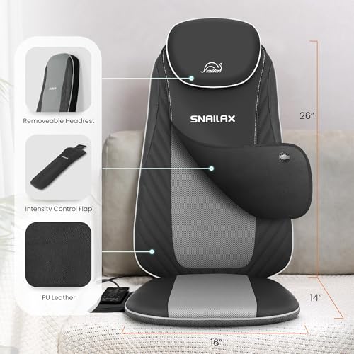 Image of Snailax Shiatsu Back Massager with Heat & Vibration, 3D Kneading Massage Chair Pad for Pain Relief Deep Tissue, Chair Massager for Office Home Chair Use, Gifts for Mom, Dad