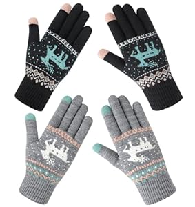 Chalier Fashion Women's Winter Touch Screen Gloves - Warm Knitted Thermal Gloves with Thicken Plush Lining for Smartphone, Outdoor Cycling, Running Sport