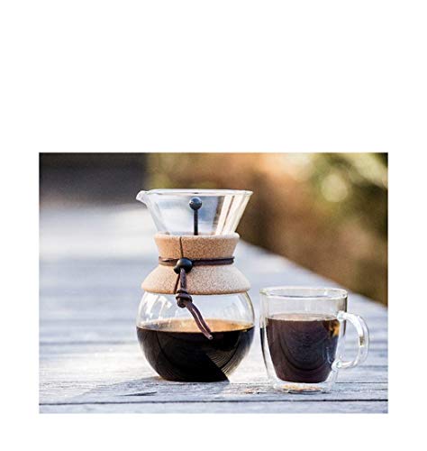 Jarras Cafetera Pote de café empujado a mano, con filtro de acero inoxidable, con carcasa de madera real, máquina manual… - Imagen 5