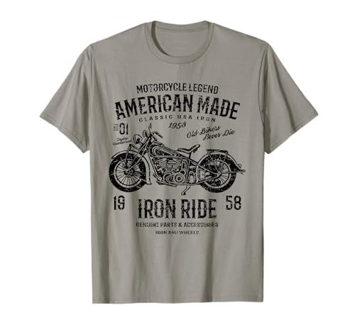 Retro American Vintage Style Motorcycle Distressed Design T-Shirt