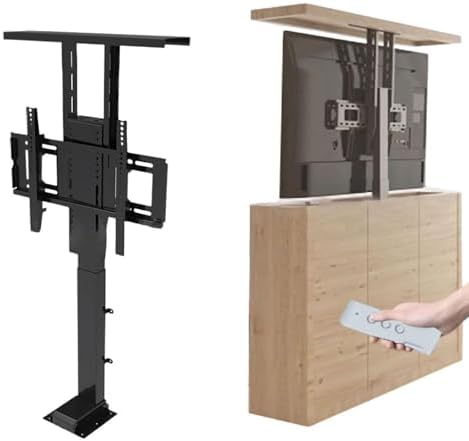 Motorized TV Lift Bracket, Adjustable Electric Mount for Hidden Cabinet Installation, Supports Up to 132lbs, Secure & Space-Saving Design for Flat Screen TVs