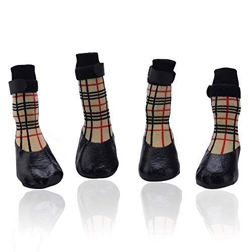 PUPTECK Anti-Slip Dog Socks with Straps Traction Control Waterproof Paw Protector for Indoor Outdoor Wear Extra Large
