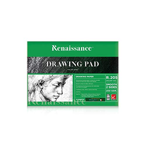 Image of RENAISSACE FABRIANO Drawing PAD Size A4(210X297) Smooth Paper 200 GSM 15 Sheet