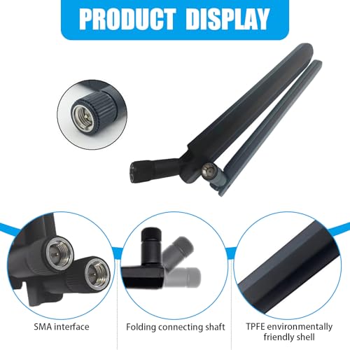 WiFi 6E Antenna Dual Band 2.4GHz 5GHz 5.8GHz 12dBi MIMO RP-SMA Connector for WiFi WLAN Router Wireless Network Card USB Adapter Security IP Camera Video Surveillance Monitor Bluetooth Antenna - Image 2