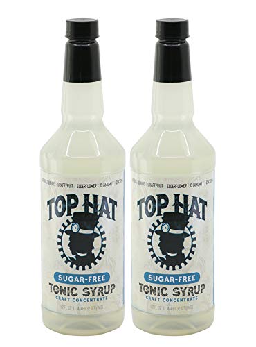 Top Hat Sugar Free Quinine Tonic Syrup - Keto Frindly - Zero Calorie Quinine Concentrate - Make tonic water at home - Just add seltzer water - 32oz bottles - 2 Pack
