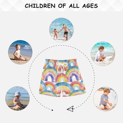Pigsaly Boys' Swim Board Shorts Red Orange Colorful Watercolor Rainbow Boy's Swim Trunks Kids Swimwear 3T 5